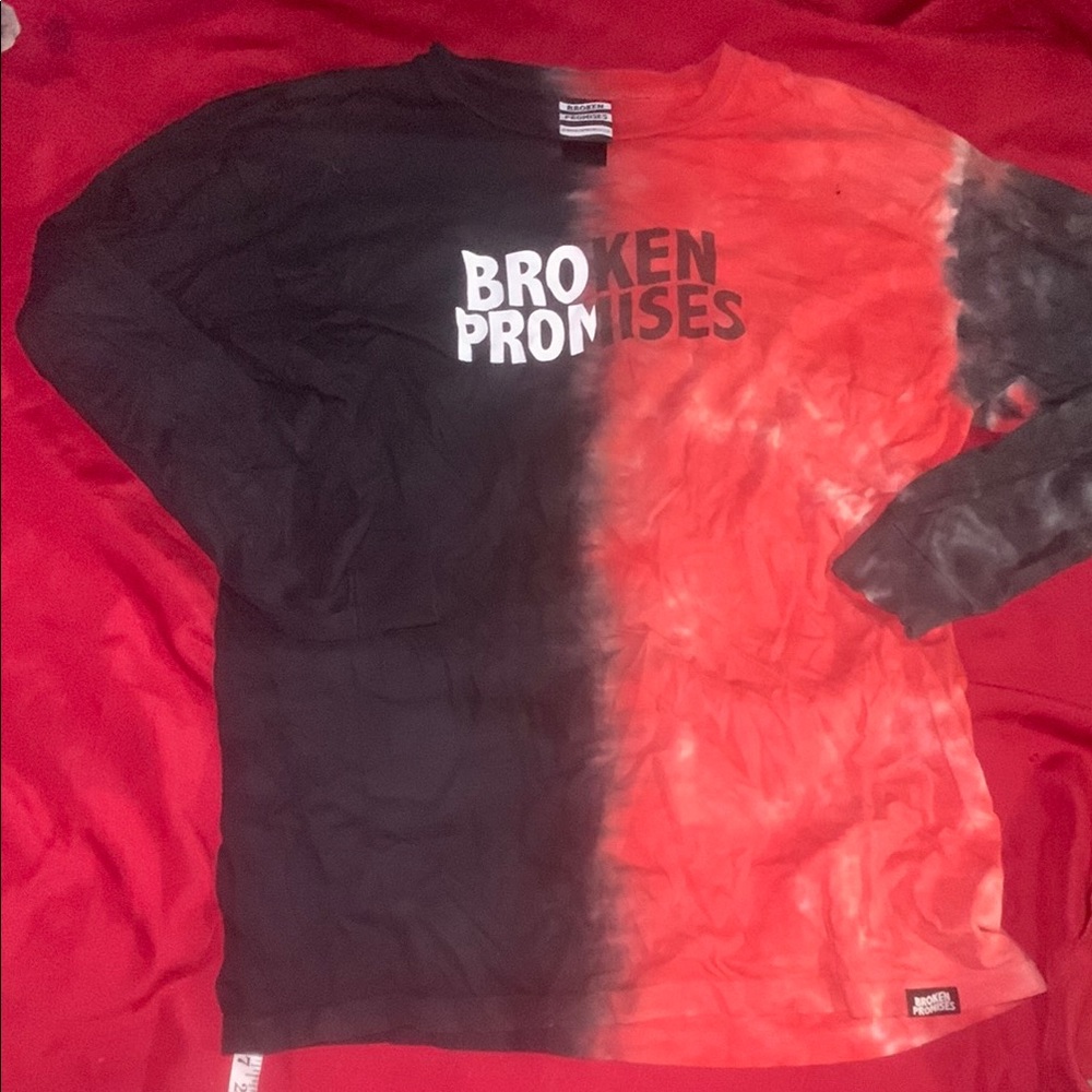 Broken Promises Men's Tie-Dye Black and Red Long Sleeve Shirt
